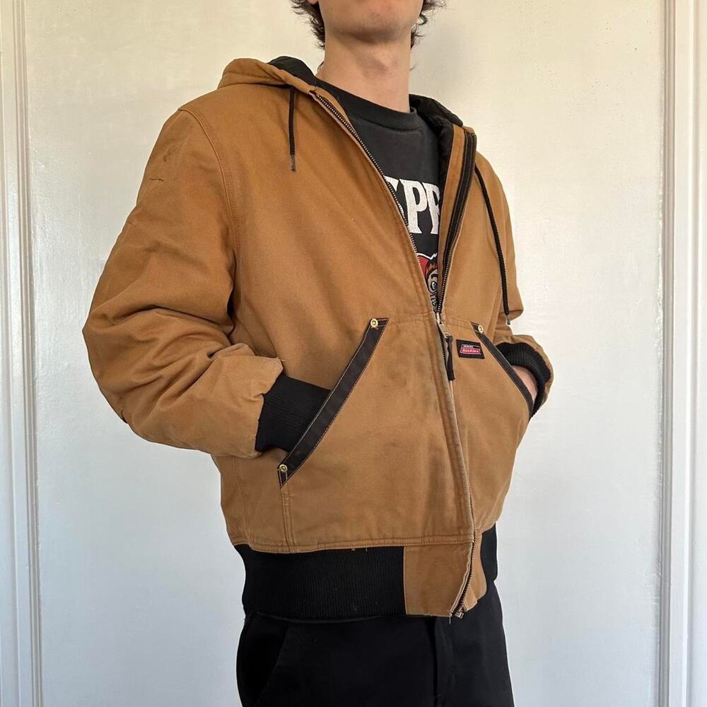 Swag Vintage Y2K Thrashed Dickies Brown Canvas Hooded Work Jacket - Picture 6 of 8